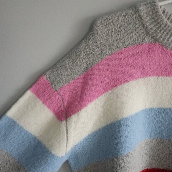 Bluenotes Women's Sz M Multicolored Striped Knit Crewneck Ribbed Stretch Sweater - Picture 3 of 10